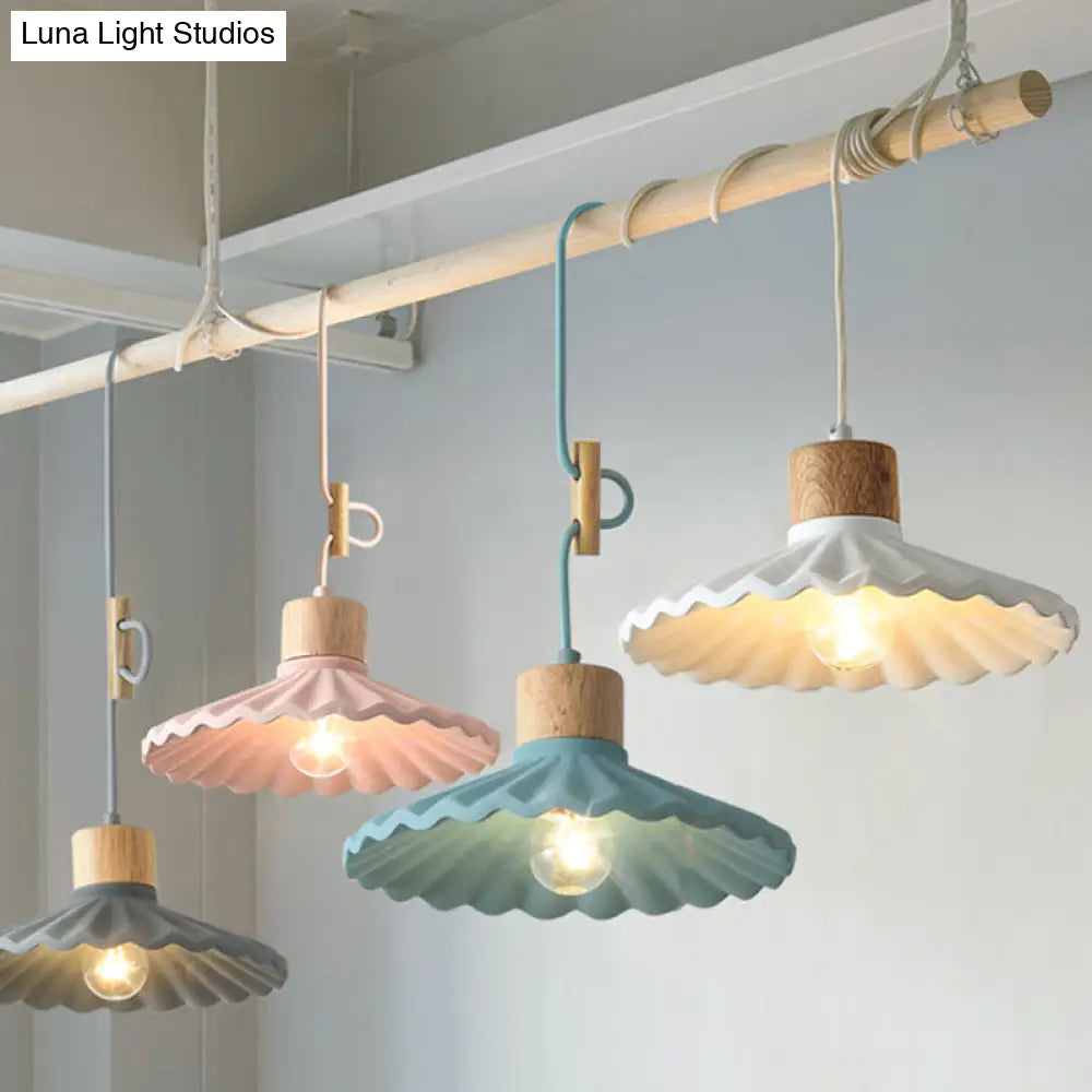 Modern Mini Colorful Pendant Light With Lovely Cement Saucer Shade For Bedroom