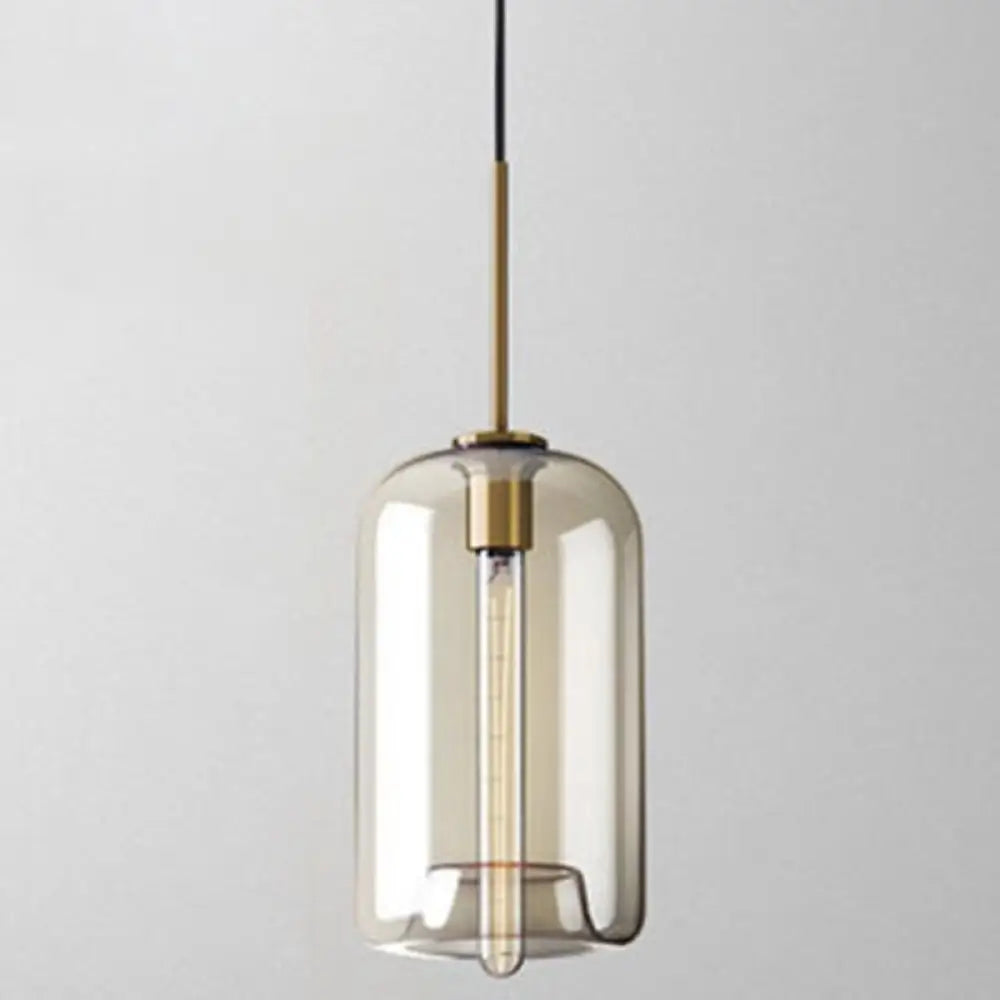 Modern Minimalist Cognac Glass Pendant Light - Stylish 1-Light Lighting For Dining Room Table / 12.5