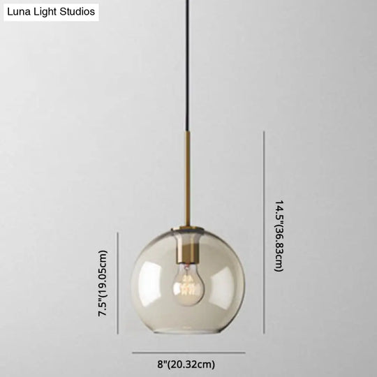 Modern Minimalist Cognac Glass Pendant Light - Stylish 1-Light Lighting For Dining Room Table