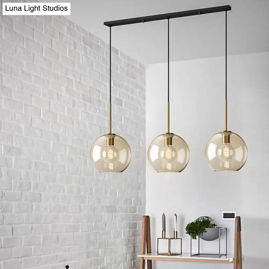 Modern Minimalist Cognac Glass Pendant Light - Stylish 1-Light Lighting For Dining Room Table