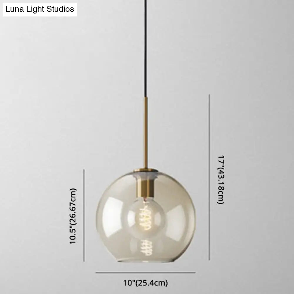 Modern Minimalist Cognac Glass Pendant Light - Stylish 1-Light Lighting For Dining Room Table