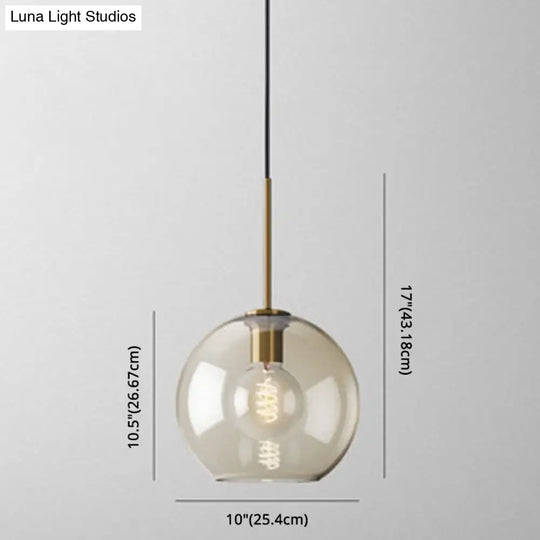 Modern Minimalist Cognac Glass Pendant Light - Stylish 1-Light Lighting For Dining Room Table