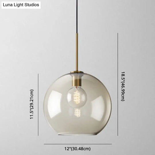 Modern Minimalist Cognac Glass Pendant Light - Stylish 1-Light Lighting For Dining Room Table