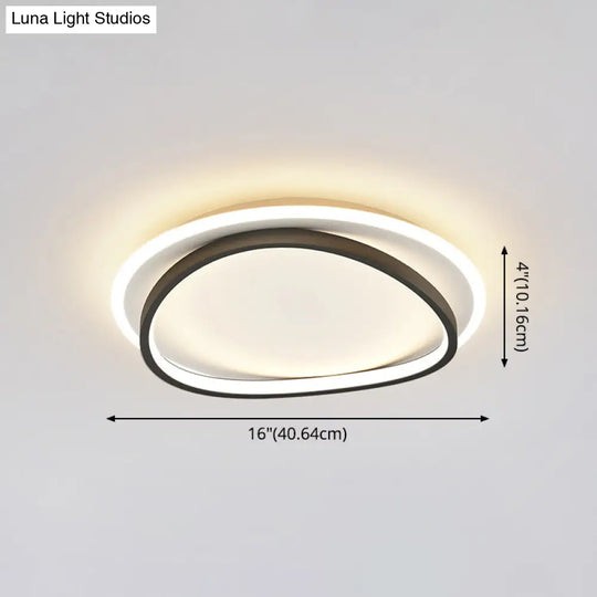 Modern Minimalist Double Round Flush Mount Led Ceiling Light For Bedrooms