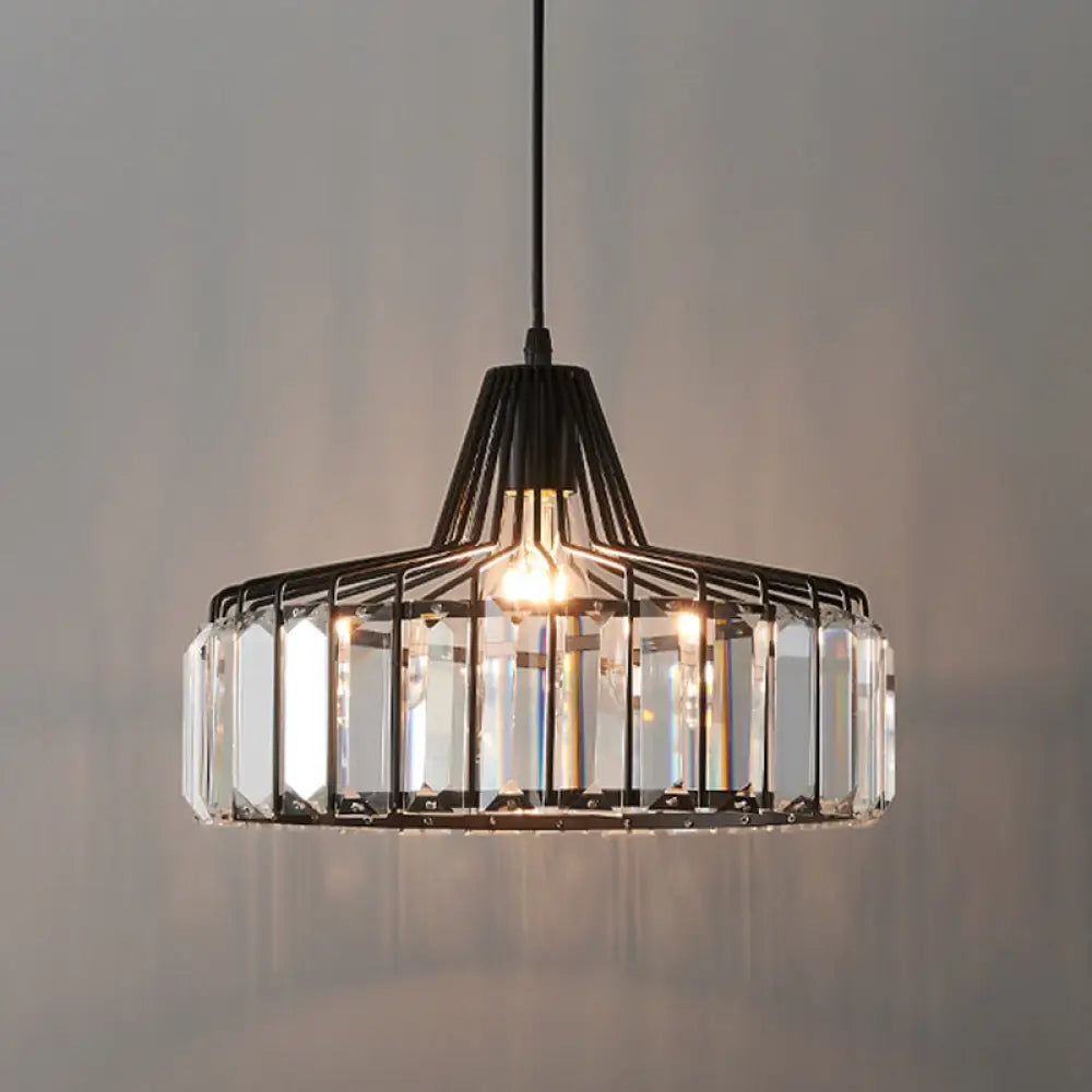 Modern Crystal Drum Pendant Light For Minimalist Dining Room