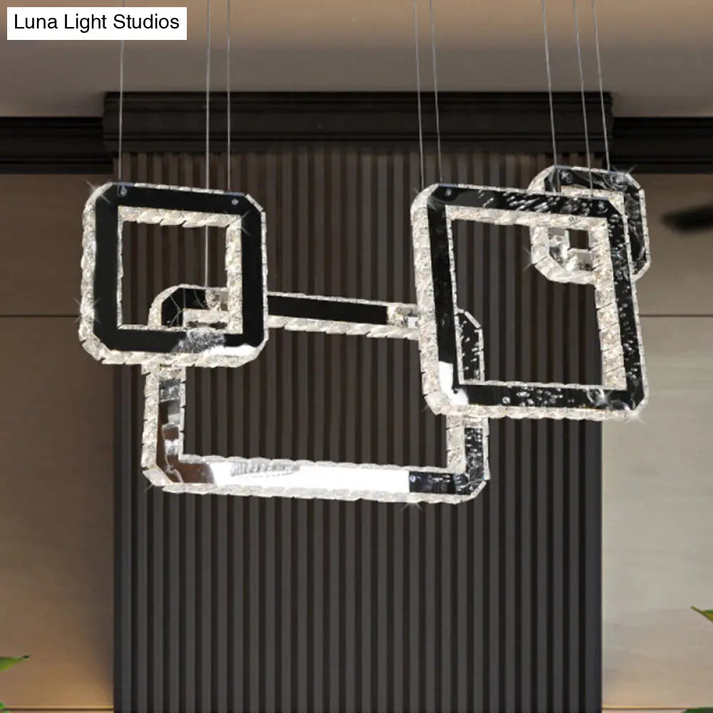 Minimalist Led Black Crystal Cluster Pendant Light - Stylish Hanging Lamp For Living Room
