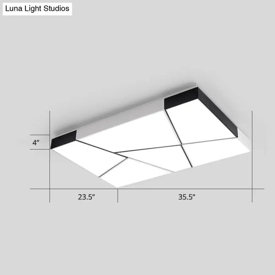 Modern Minimalist Led Ceiling Lamp: Black-White Acrylic Flush Mount Light For Living Room White /