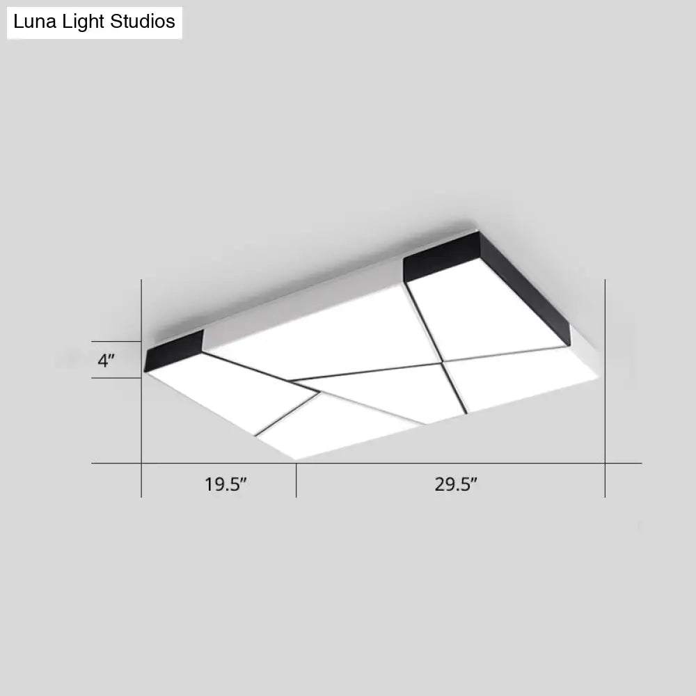 Modern Minimalist Led Ceiling Lamp: Black-White Acrylic Flush Mount Light For Living Room White /