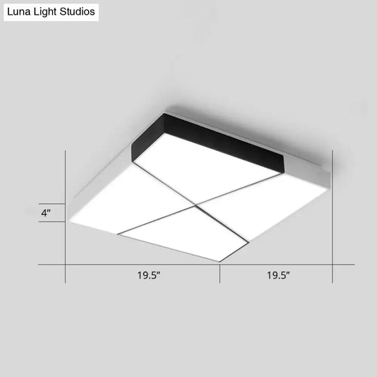 Modern Minimalist Led Ceiling Lamp: Black-White Acrylic Flush Mount Light For Living Room White /