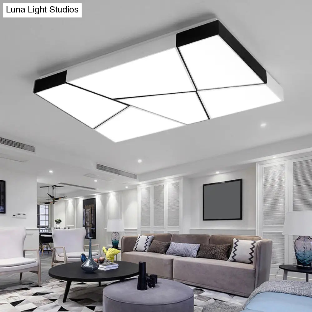 Modern Minimalist Led Ceiling Lamp: Black-White Acrylic Flush Mount Light For Living Room