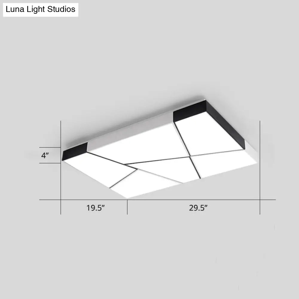 Modern Minimalist Led Ceiling Lamp: Black-White Acrylic Flush Mount Light For Living Room White /