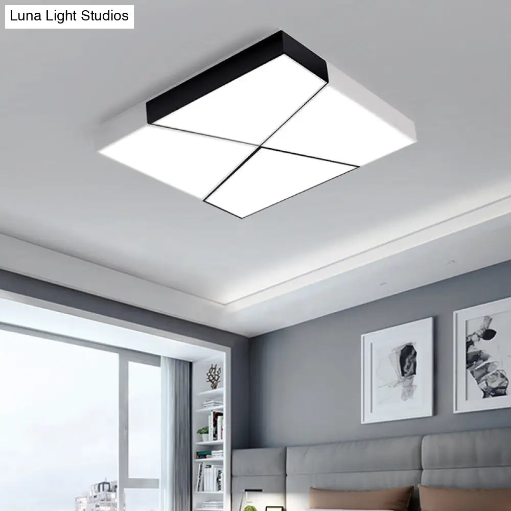 Modern Minimalist Led Ceiling Lamp: Black - White Acrylic Flush Mount Light For Living Room