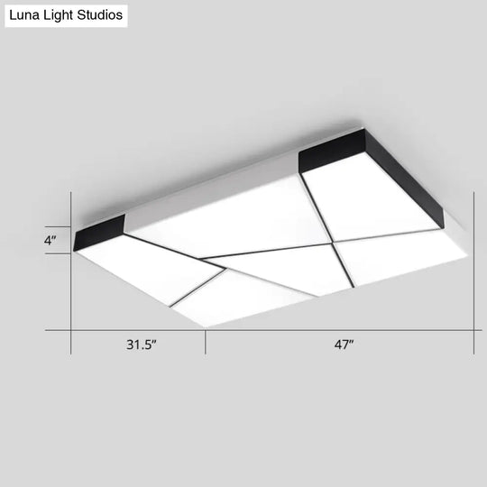 Modern Minimalist Led Ceiling Lamp: Black-White Acrylic Flush Mount Light For Living Room White / 47