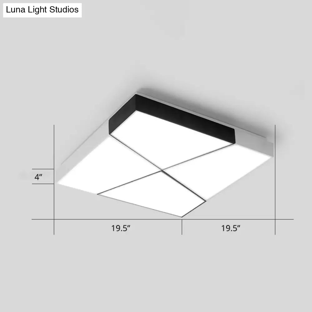 Modern Minimalist Led Ceiling Lamp: Black-White Acrylic Flush Mount Light For Living Room White /