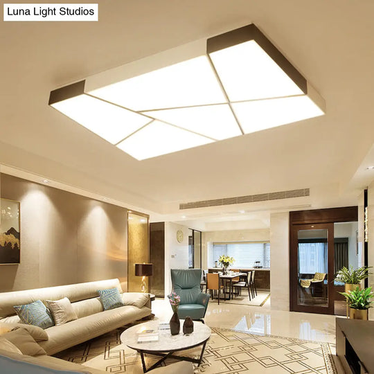 Modern Minimalist Led Ceiling Lamp: Black-White Acrylic Flush Mount Light For Living Room