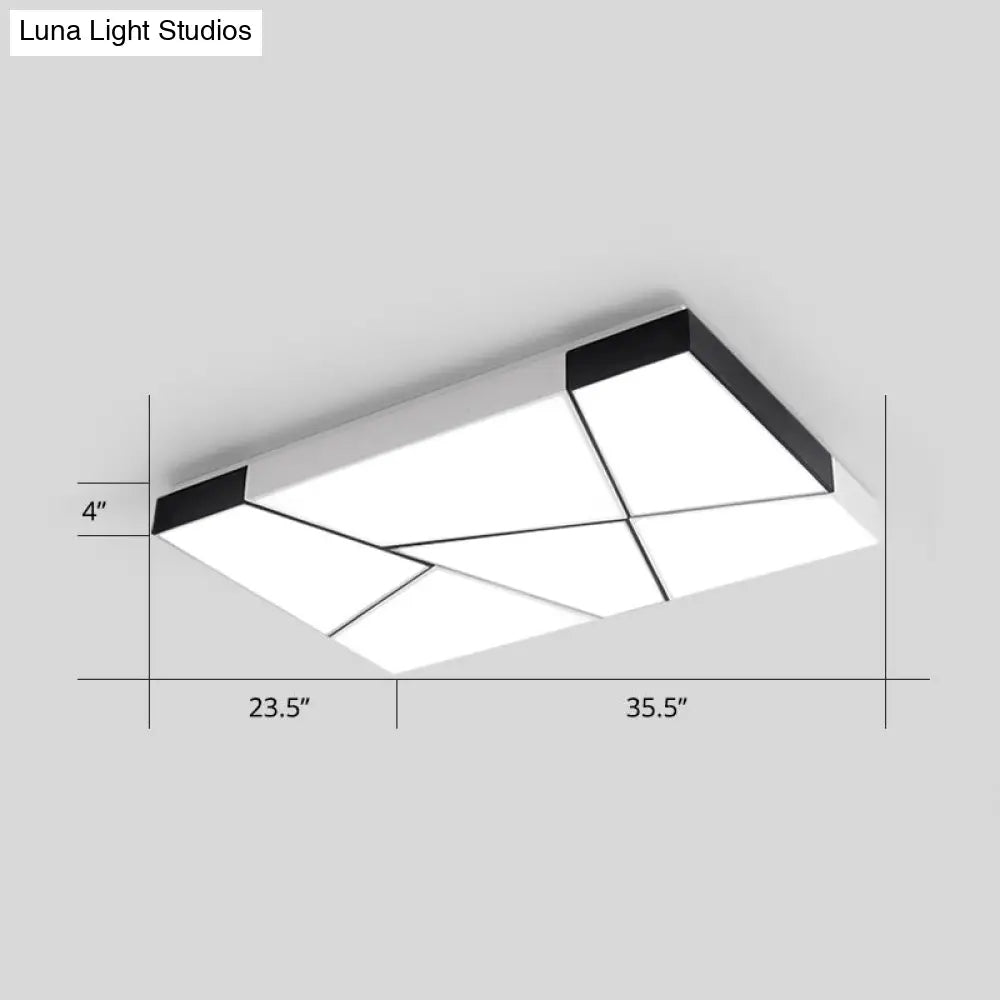 Modern Minimalist Led Ceiling Lamp: Black-White Acrylic Flush Mount Light For Living Room White /