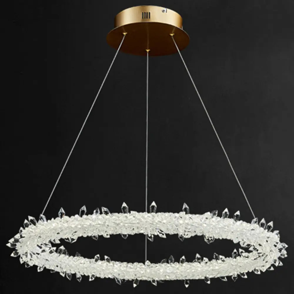 Modern Minimalist Led Pendant Lamp With Clear Crystal - Ideal For Living Room