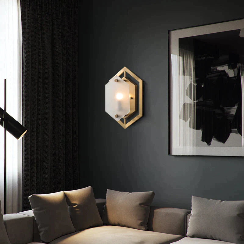 Modern Minimalist Luxury Hexagonal Copper Wall Lamp Lamps