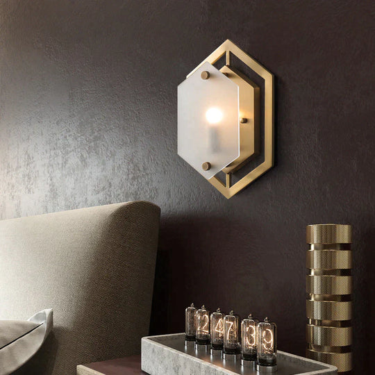 Modern Minimalist Luxury Hexagonal Copper Wall Lamp Lamps