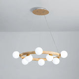 Modern Minimalist Natural Wood Round Chandelier - Stylish Light Fixture For Living Room Ceiling 10 /