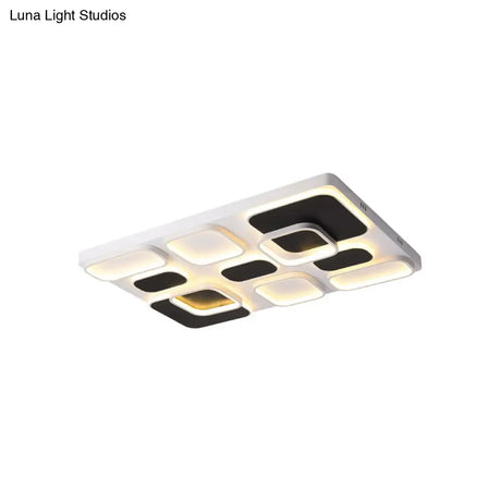 Modern Minimalist Square Flush Ceiling Light In Black – Acrylic Shade Led 21.5’/27.5’ Width