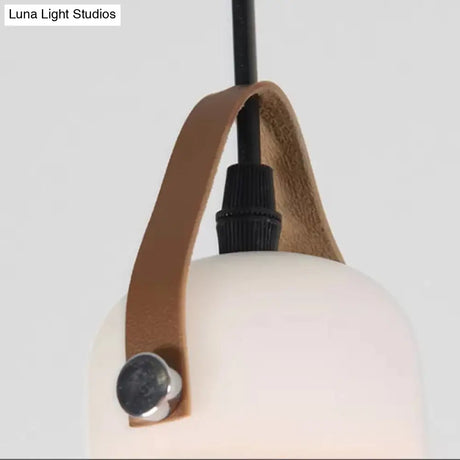 Modern Minimalist White Glass Pendant Lamp - 1 Light Hanging For Living Room
