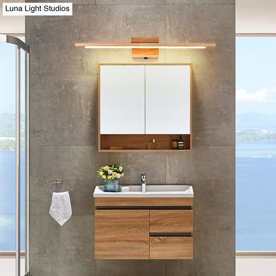 Modern Minimalist Wood Vanity Wall Light - Single Linear Design