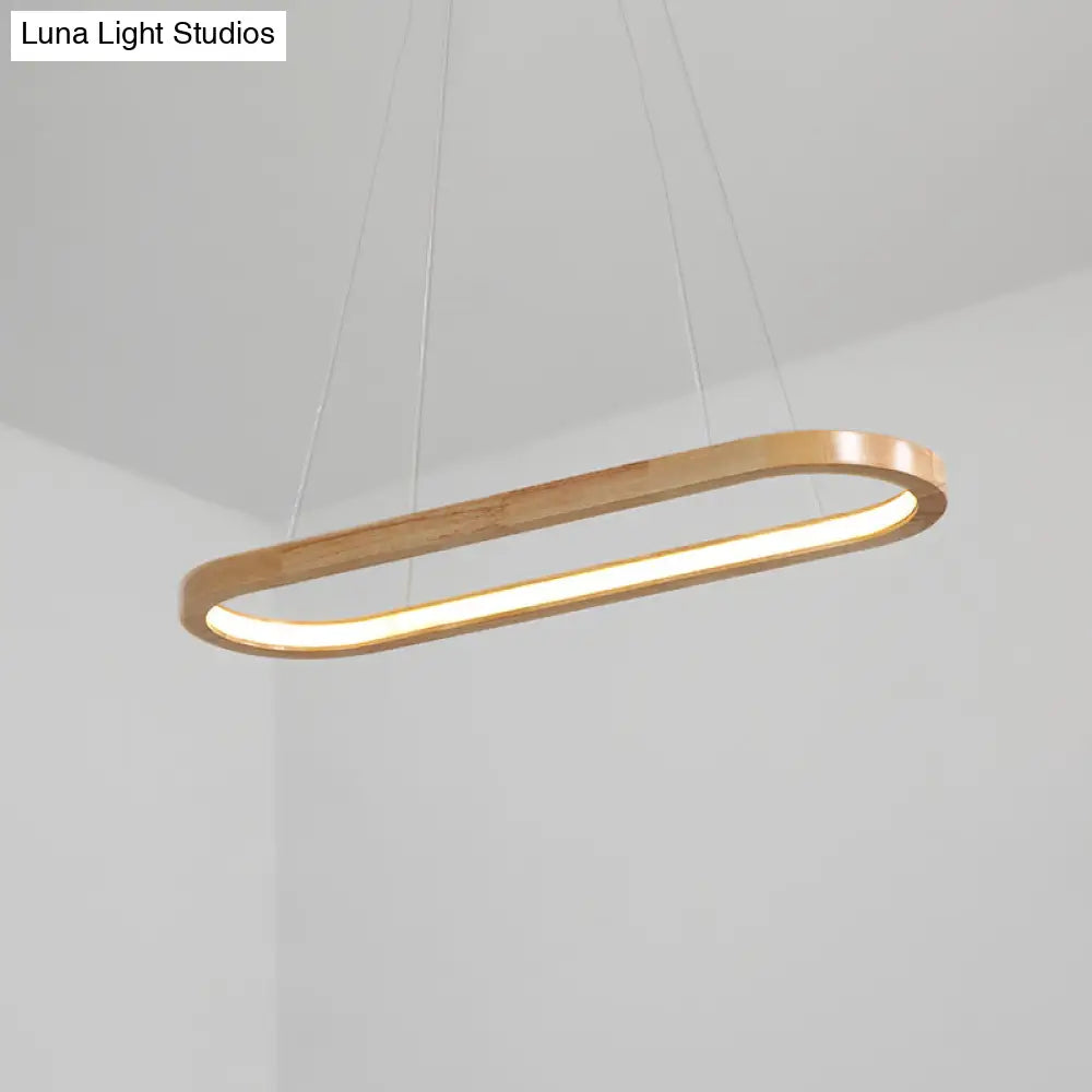 Modern Minimalist Wooden Led Strip Pendant Light For Restaurants Wood / 23.5 White