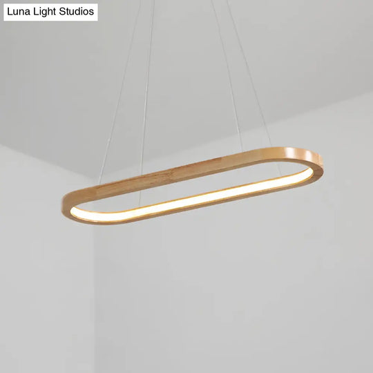 Modern Minimalist Wooden Led Strip Pendant Light For Restaurants Wood / 23.5 White