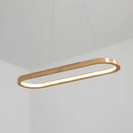 Modern Minimalist Wooden Led Strip Pendant Light For Restaurants Wood / 35.5 White