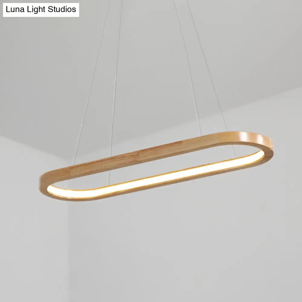 Modern Minimalist Wooden Led Strip Pendant Light For Restaurants Wood / 35.5 White