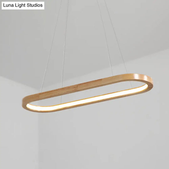 Modern Minimalist Wooden Led Strip Pendant Light For Restaurants Wood / 35.5 White