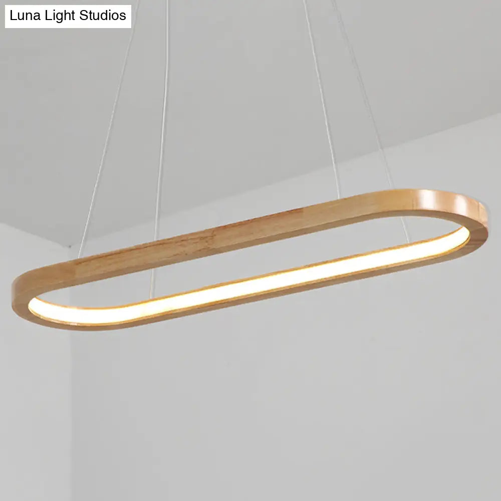 Modern Minimalist Wooden Led Strip Pendant Light For Restaurants Wood / 47.5 White