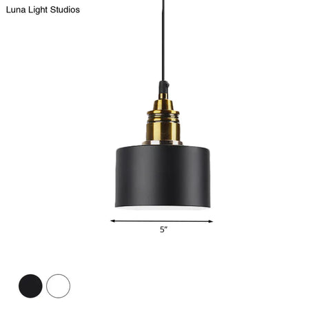 Modern Monochrome Round Shade Hanging Light - Stylish Aluminum Pendant For Study Room