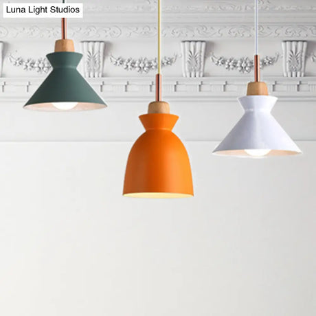 Modern Multi-Color Cone And Dome Pendant Light With 3 Metal Lights - Linear/Round Canopy