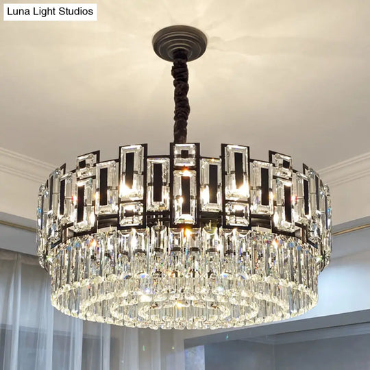 Modern K9 Crystal Pendant Chandelier - Multi-Layer Round Design For Living Room