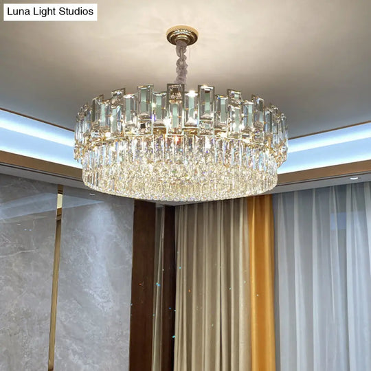 Modern K9 Crystal Pendant Chandelier - Multi-Layer Round Design For Living Room