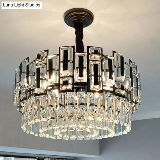 Modern K9 Crystal Pendant Chandelier - Multi-Layer Round Design For Living Room