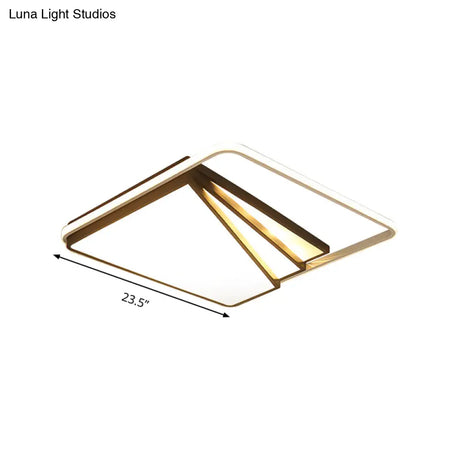 Modern Multi - Layer Flush Mount Ceiling Light - Metal Led Wide 18’/23.5’/35.5’ Black Bedroom