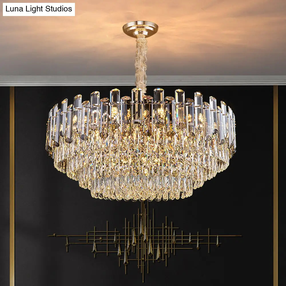 Modern Multi-Tiered Living Room Chandelier With K9 Crystal Simplicity - Clear Pendant Light Fixture