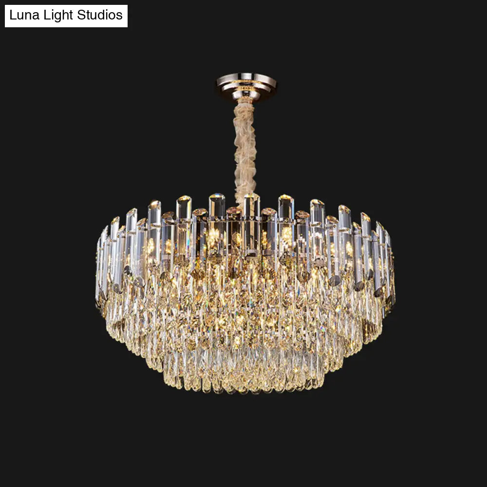 Clear Crystal Multi-Tiered Living Room Chandelier Pendant Light - Simplicity Perfected / 23.5