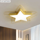 Modern Nordic 5-Point Star Led Flush Mount Ceiling Light - 24.5’/28’ Wide Black/Gold Finish For