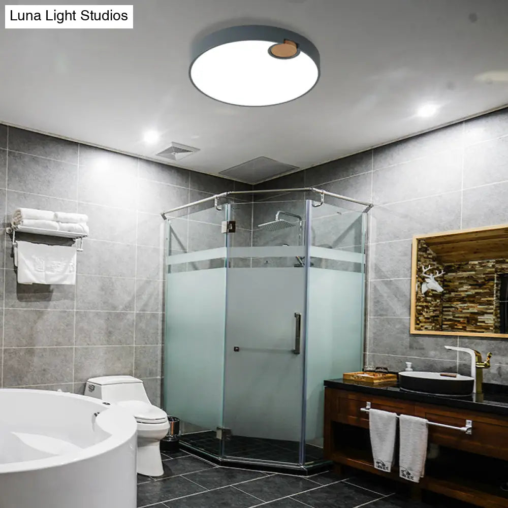 Modern Nordic Acrylic Led Flush Mount Ceiling Lamp Grey Wood Deco Warm/White/Neutral Light
