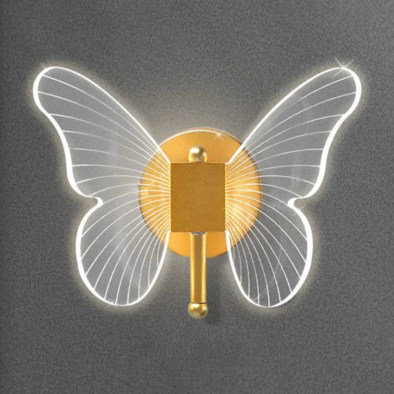 Moderne nordische LED-Wandleuchte mit Schmetterlingsmotiv, komplett aus Kupfer