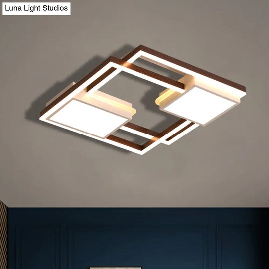 Modern Nordic Black Geometric Led Flush Mount Ceiling Light Fixture 18’/21.5’ W