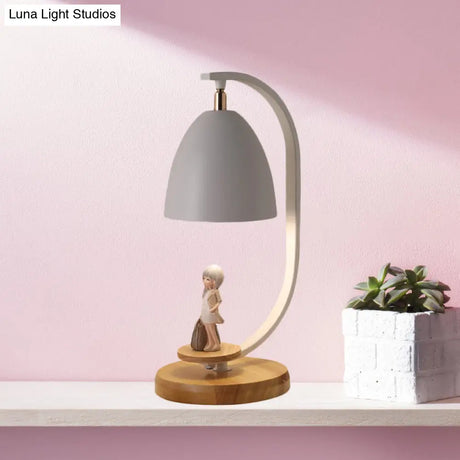 Modern Nordic Conical Nightstand Lamp - White/Black Metallic 1 Light Girl Decor