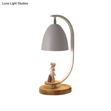 Modern Nordic Conical Nightstand Lamp - White/Black Metallic 1 Light Girl Decor