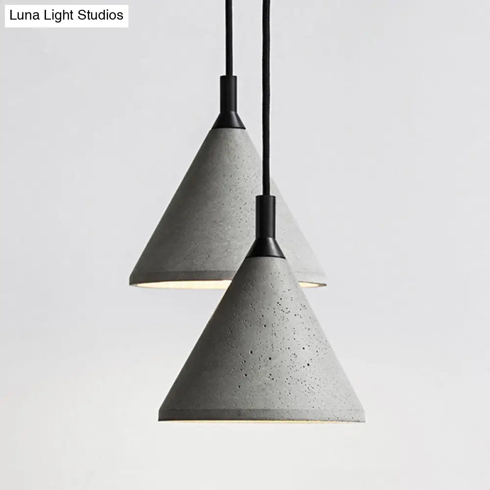 Modern Nordic Conical Suspension Light: Grey 1-Light Pendant Fixture For Dining Room