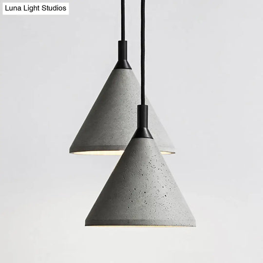 Modern Nordic Conical Suspension Light: Grey 1-Light Pendant Fixture For Dining Room