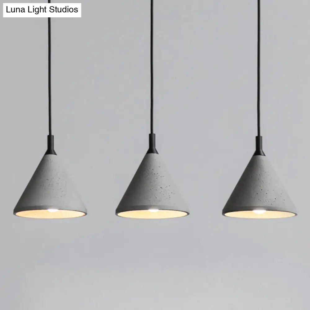 Modern Nordic Conical Suspension Light: Grey 1-Light Pendant Fixture For Dining Room